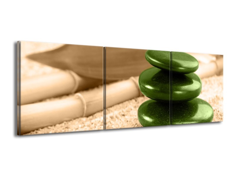 Canvas schilderij Spa | Groen, Bruin | 150x50cm 3Luik