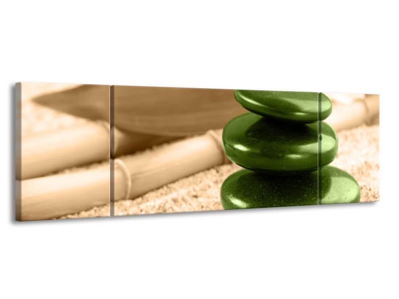 Canvas schilderij Spa | Groen, Bruin | 170x50cm 3Luik