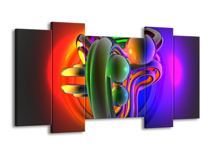 Canvas schilderij Modern | Rood, Blauw, Groen | 120x65 5Luik