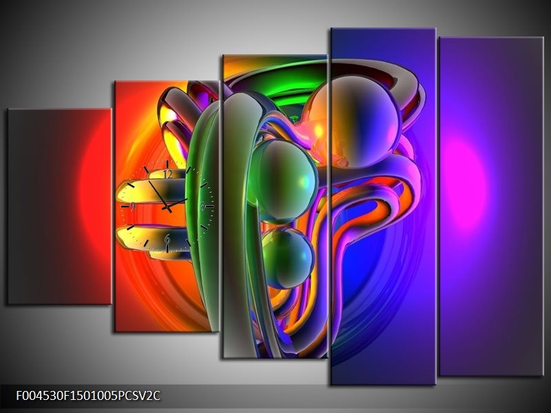 Klok schilderij Modern | Rood, Blauw, Groen | 150x100cm 5Luik