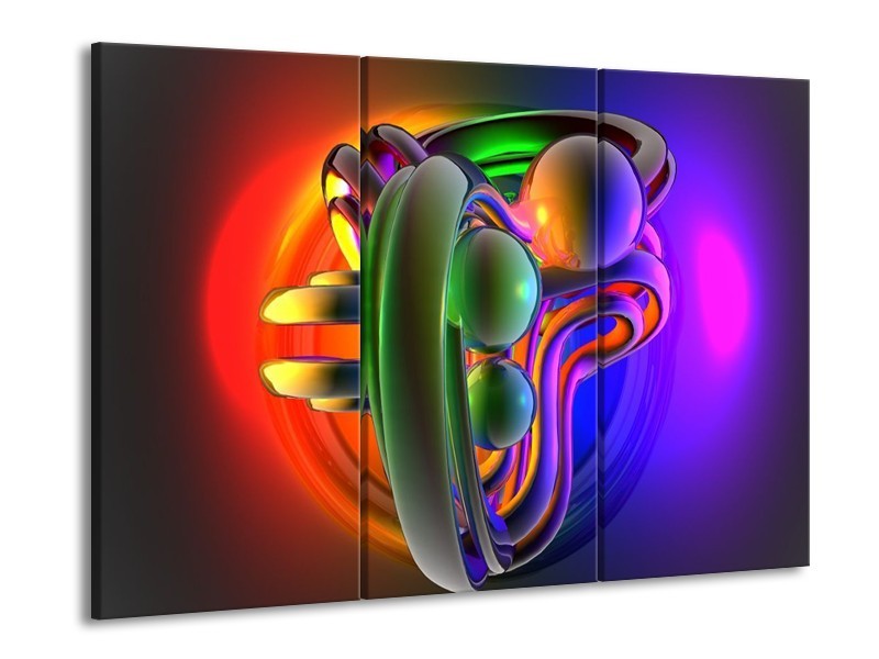 Canvas schilderij Modern | Rood, Blauw, Groen | 90x60cm 3Luik