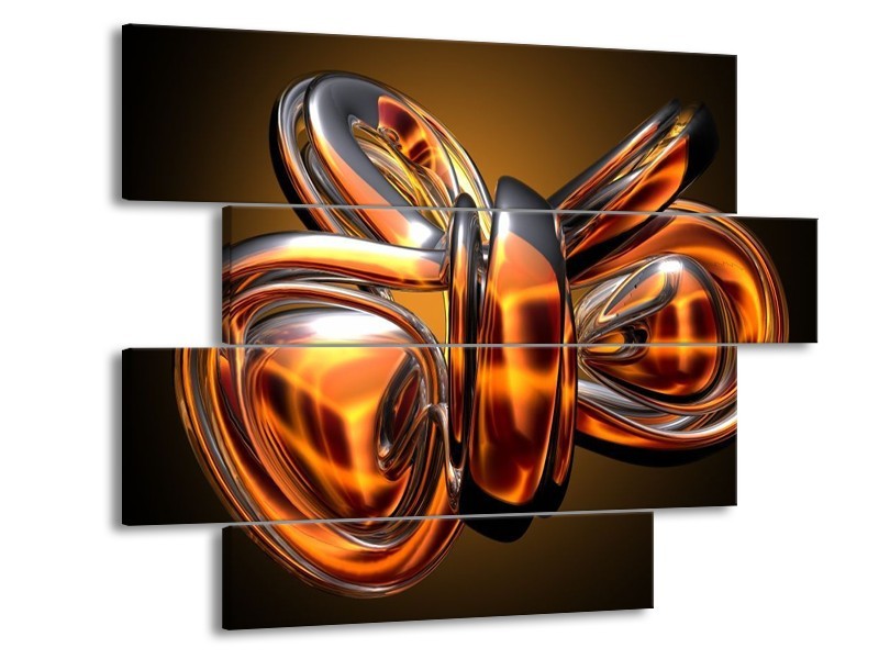 Canvas schilderij Modern | Goud, Geel, Bruin | 115x85cm 4Luik