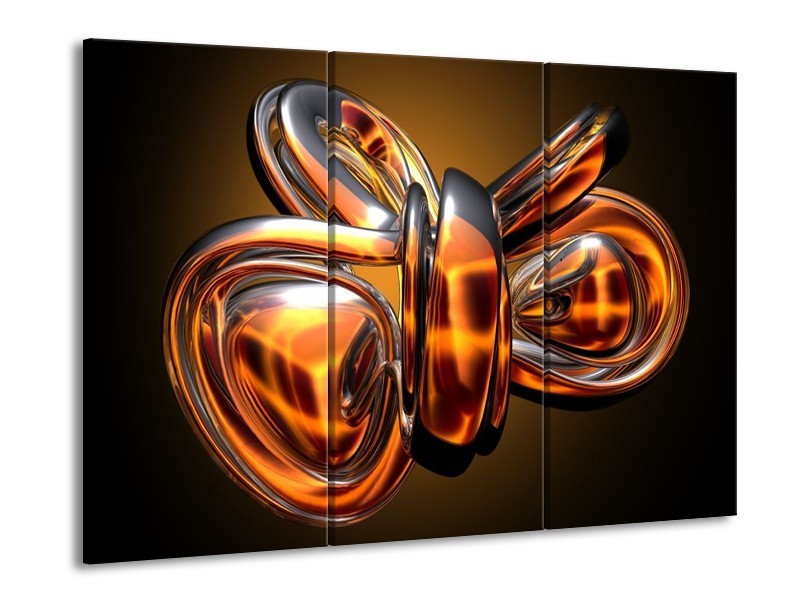 Canvas schilderij Modern | Goud, Geel, Bruin | 90x60cm 3Luik
