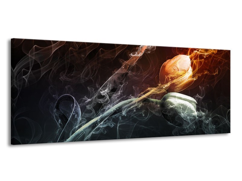 Canvas schilderij Tulp | Grijs, Geel | 145x58cm 1Luik