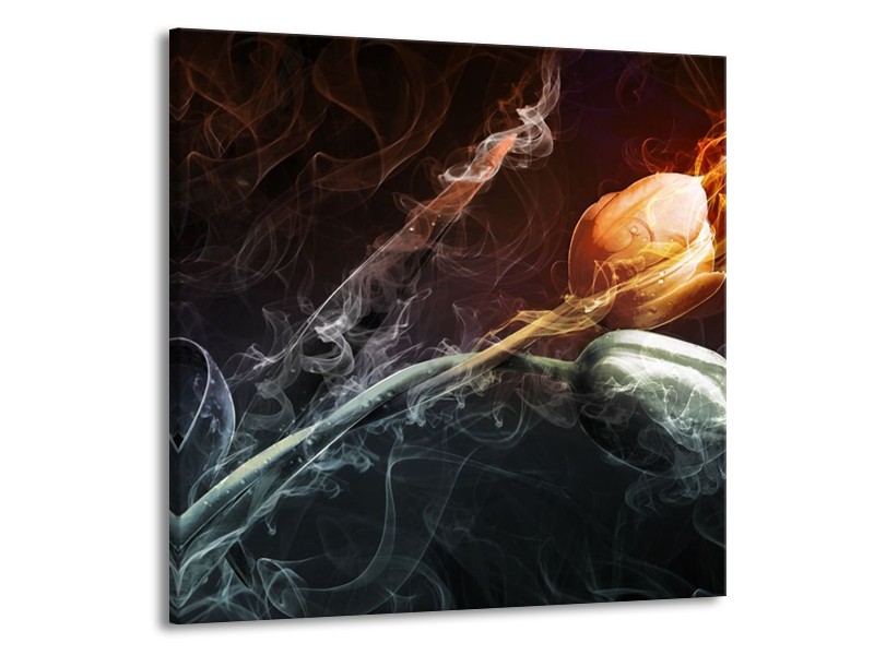 Glas schilderij Tulp | Grijs, Geel | 50x50cm 1Luik