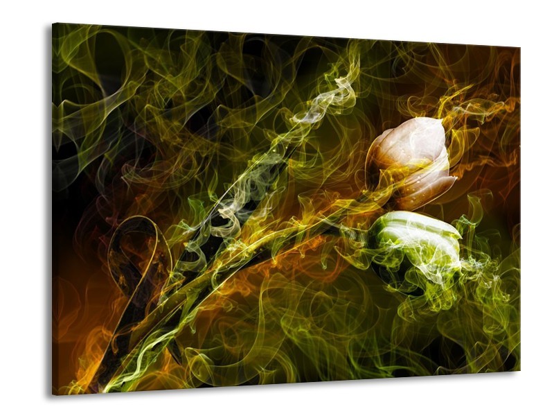 Canvas schilderij Tulp | Groen, Geel | 100x70cm 1Luik