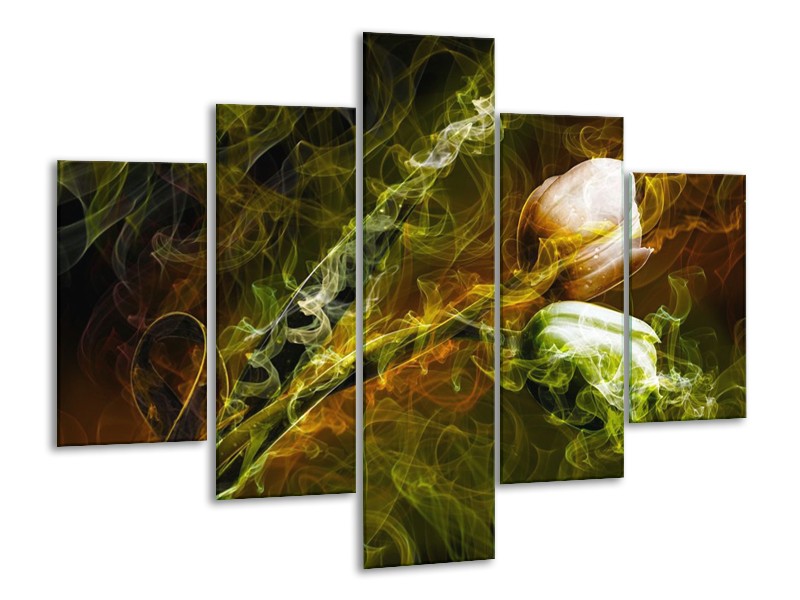 Glas schilderij Tulp | Groen, Geel | 100x70cm 5Luik