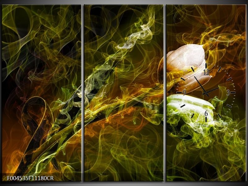 Klok schilderij Tulp | Groen, Geel | 111x80cm 3Luik