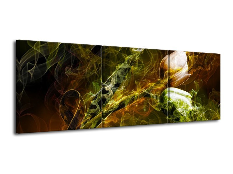 Glas schilderij Tulp | Groen, Geel | 120x40cm 3Luik
