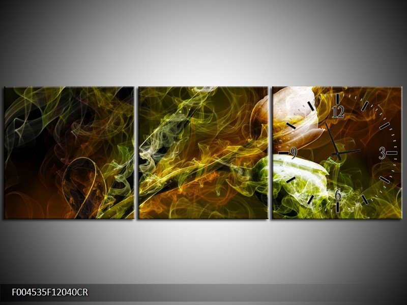Klok schilderij Tulp | Groen, Geel | 120x40cm 3Luik