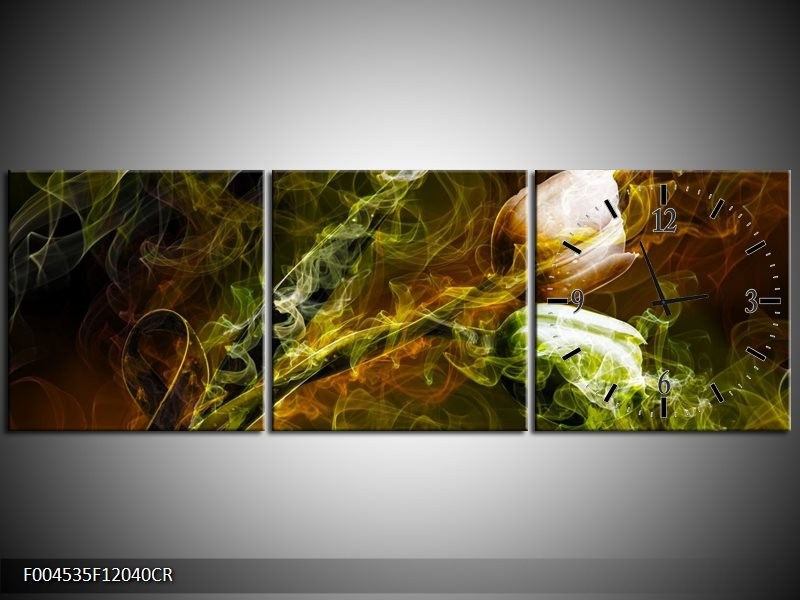 Klok schilderij Tulp | Groen, Geel | 120x40cm 3Luik