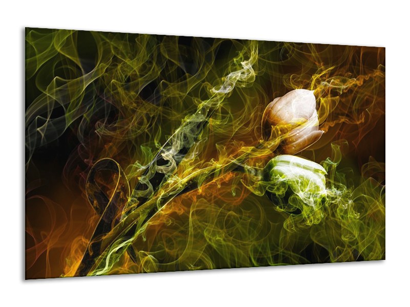 Glas schilderij Tulp | Groen, Geel | 120x70cm 1Luik