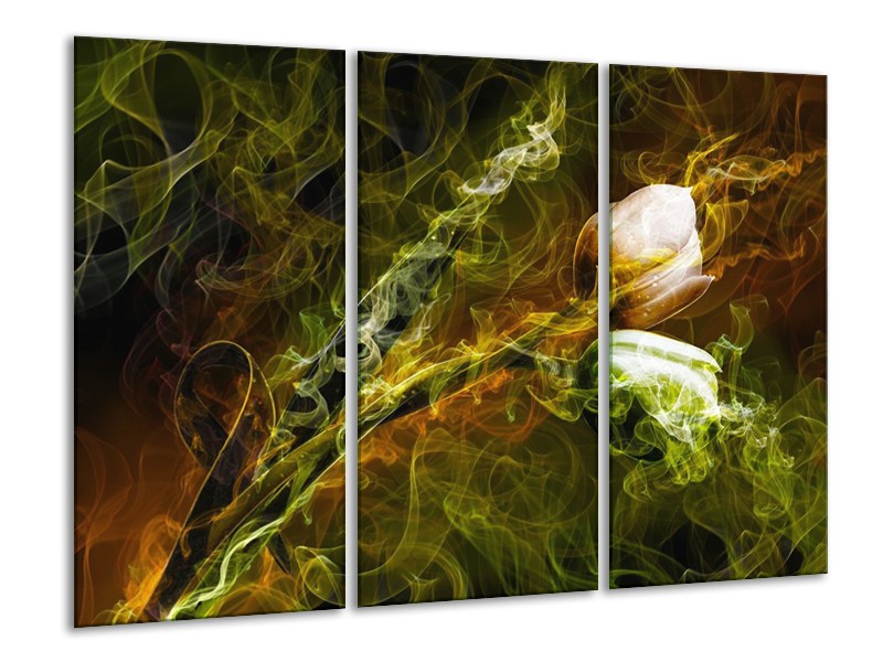 Glas schilderij Tulp | Groen, Geel | 120x80cm 3Luik