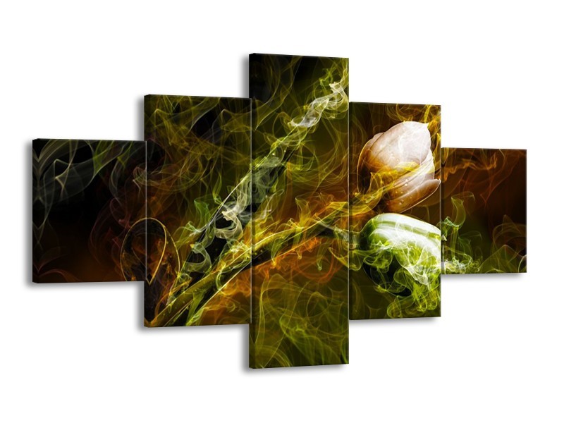 Glas schilderij Tulp | Groen, Geel | 125x70cm 5Luik