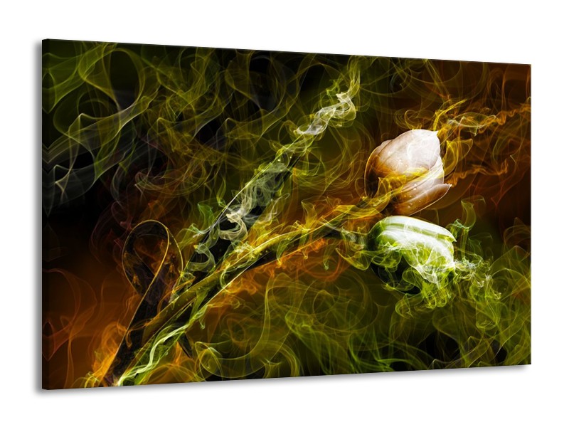 Canvas schilderij Tulp | Groen, Geel | 140x90cm 1Luik
