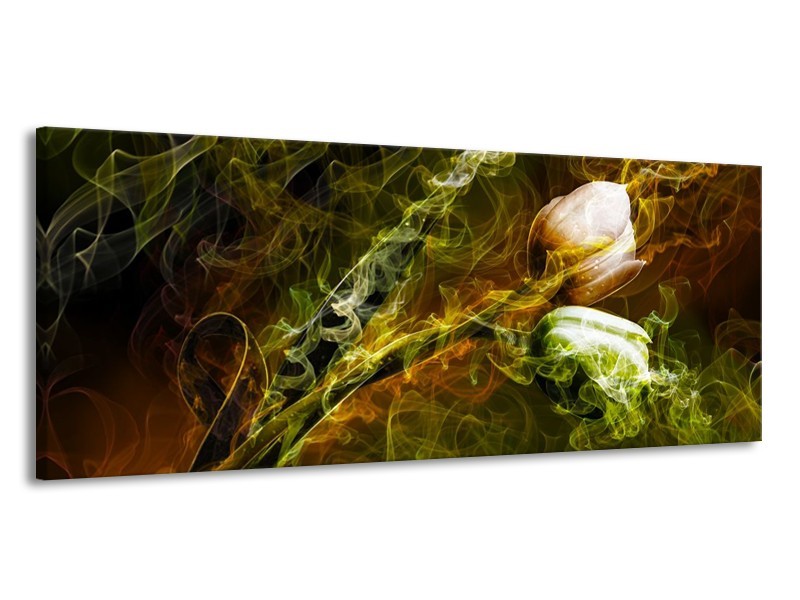 Canvas schilderij Tulp | Groen, Geel | 145x58cm 1Luik