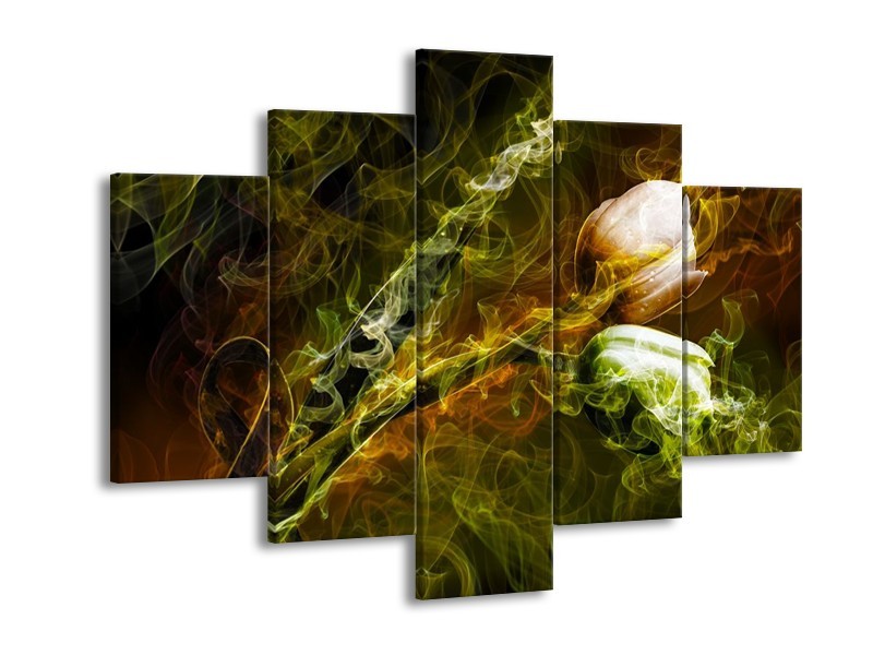 Glas schilderij Tulp | Groen, Geel | 150x105cm 5Luik