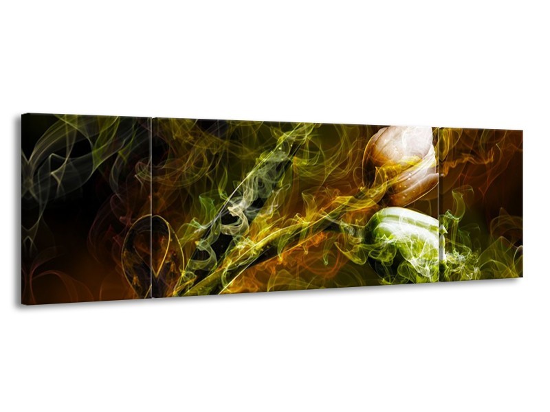 Glas schilderij Tulp | Groen, Geel | 170x50cm 3Luik