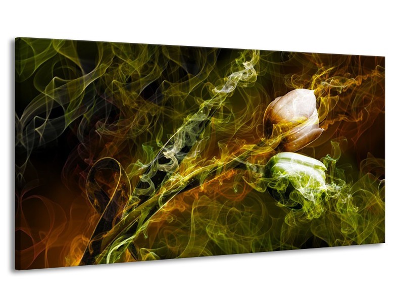 Canvas schilderij Tulp | Groen, Geel | 170x90cm 1Luik