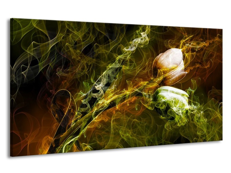 Canvas schilderij Tulp | Groen, Geel | 190x100cm 1Luik