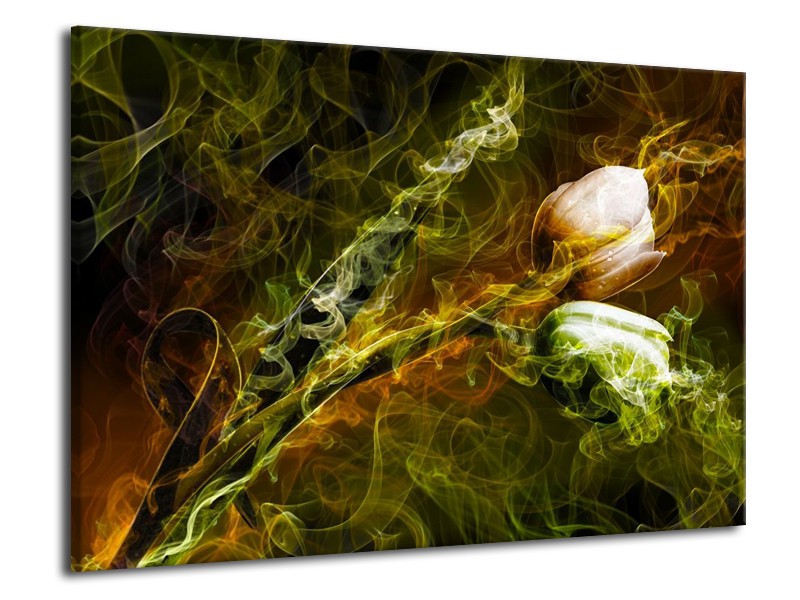 Canvas schilderij Tulp | Groen, Geel | 70x50cm 1Luik