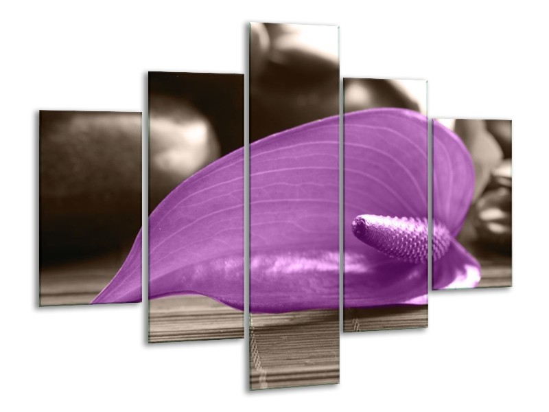 Canvas schilderij Blad | Paars, Grijs | 100x70cm 5Luik
