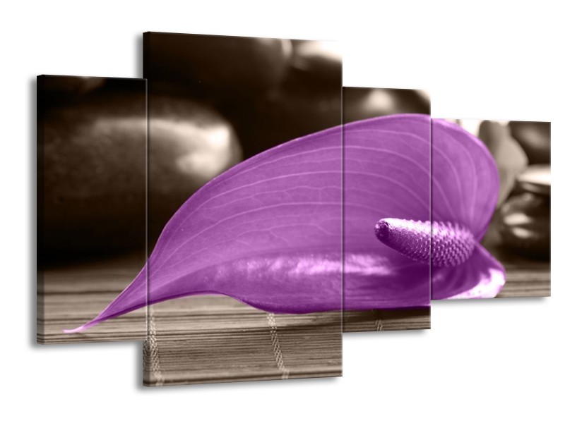 Canvas schilderij Blad | Paars, Grijs | 120x75cm 4Luik