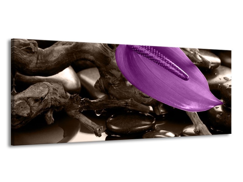 Canvas schilderij Blad | Paars, Grijs | 145x58cm 1Luik