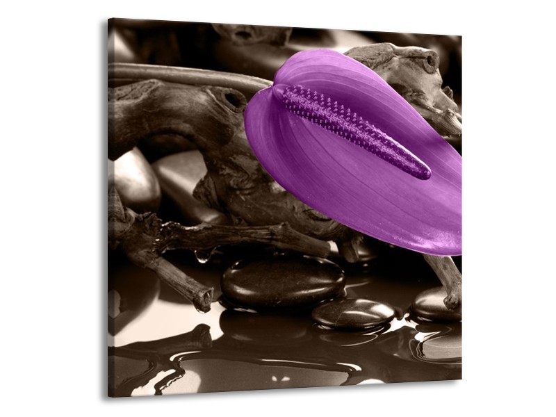 Canvas schilderij Blad | Paars, Grijs | 70x70cm 1Luik