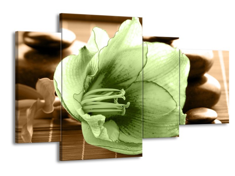 Canvas schilderij Orchidee | Groen, Bruin | 120x75cm 4Luik