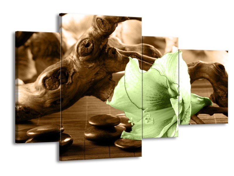 Canvas schilderij Orchidee | Groen, Bruin | 120x75cm 4Luik
