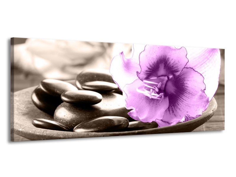 Canvas schilderij Orchidee | Paars, Grijs | 145x58cm 1Luik