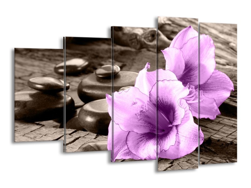Canvas schilderij Orchidee | Paars, Grijs | 150x100cm 5Luik