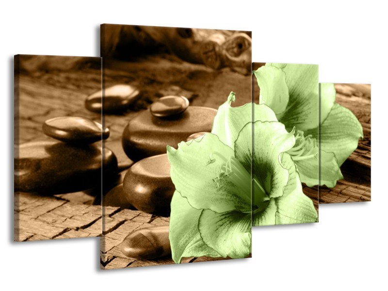 Canvas schilderij Orchidee | Groen, Bruin | 160x90cm 4Luik