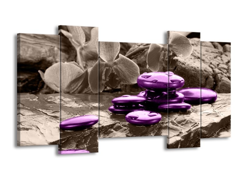 Canvas schilderij Orchidee | Paars, Grijs | 120x65 5Luik
