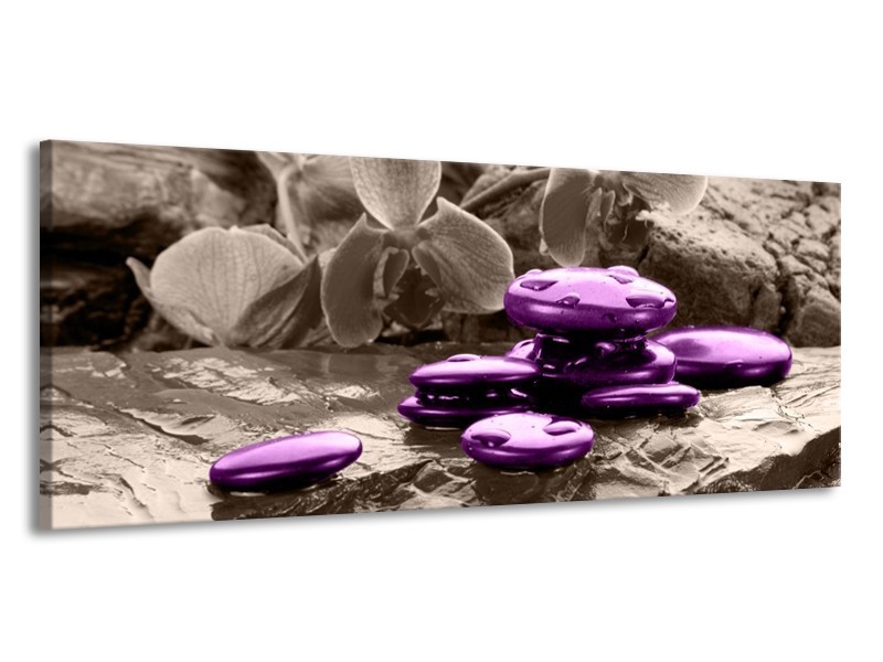 Canvas schilderij Orchidee | Paars, Grijs | 145x58cm 1Luik