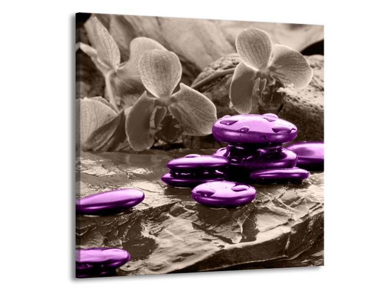 Canvas schilderij Orchidee | Paars, Grijs | 70x70cm 1Luik