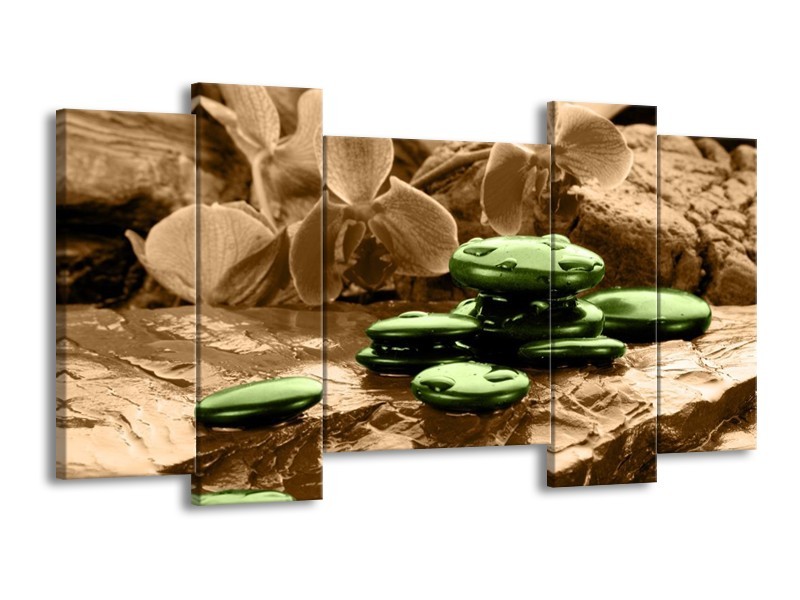 Canvas schilderij Orchidee | Groen, Bruin | 120x65 5Luik