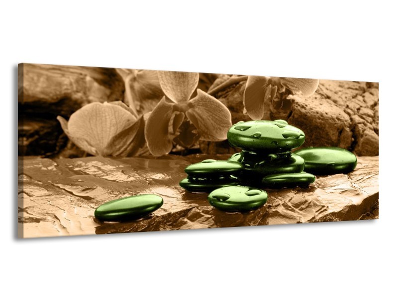 Canvas schilderij Orchidee | Groen, Bruin | 145x58cm 1Luik