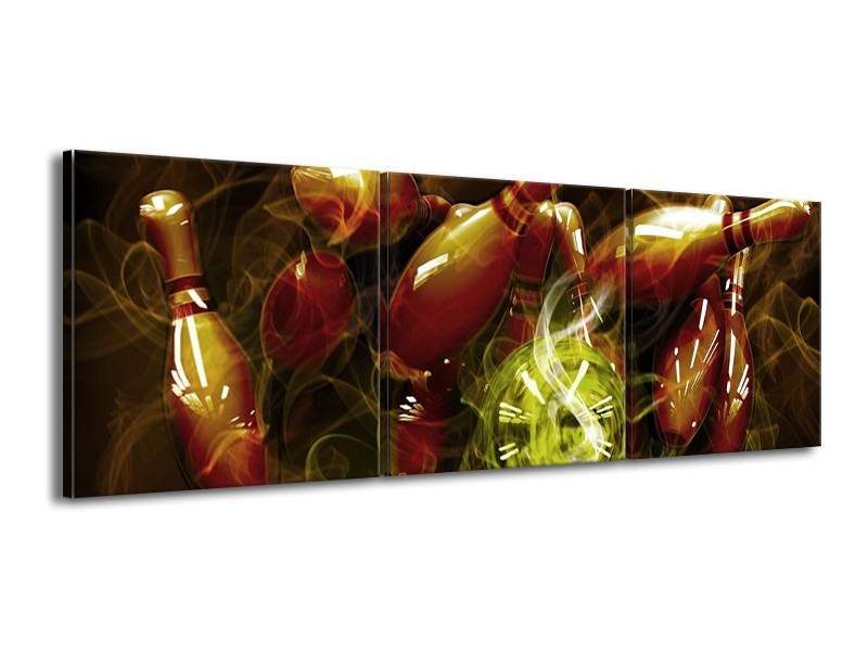 Glas schilderij Spel | Bruin, Groen | 150x50cm 3Luik