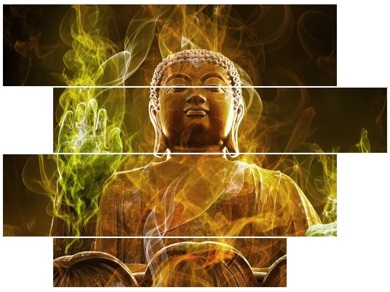Glas schilderij Boeddha | Bruin, Groen | 115x85cm 4Luik