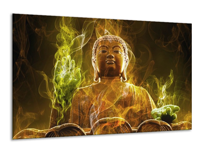 Glas schilderij Boeddha | Bruin, Groen | 120x70cm 1Luik