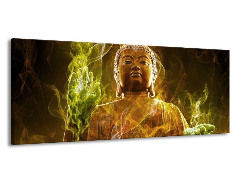 Glas schilderij Boeddha | Bruin, Groen | 145x58cm 1Luik