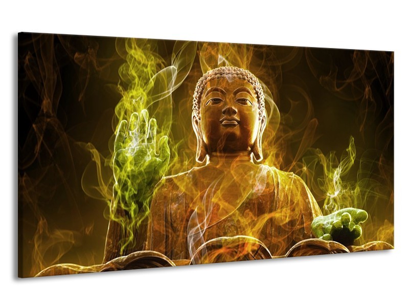 Canvas schilderij Boeddha | Bruin, Groen | 190x100cm 1Luik
