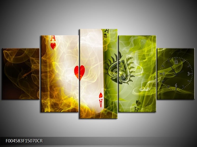 Klok schilderij Spel | Rood, Groen, Geel | 150x70cm 5Luik