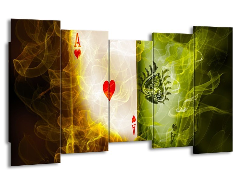 Canvas schilderij Spel | Rood, Groen, Geel | 150x80cm 5Luik