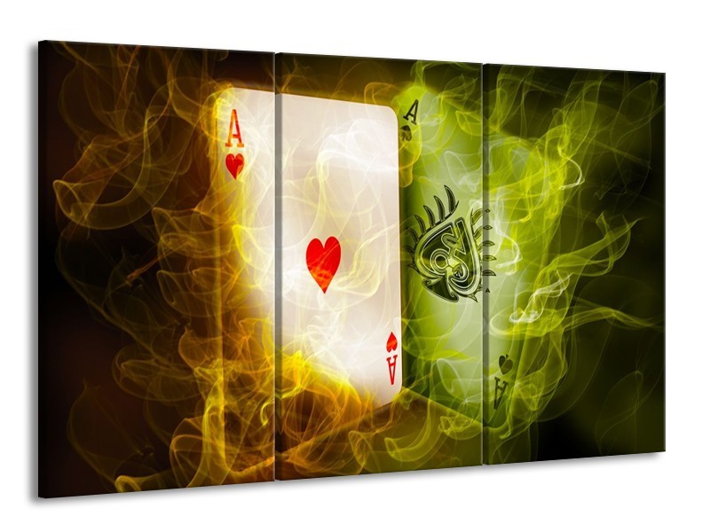 Canvas schilderij Spel | Rood, Groen, Geel | 165x100cm 3Luik