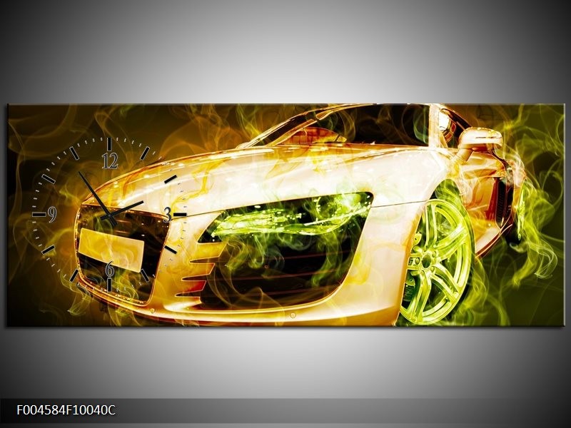 Klok schilderij Audi | Bruin, Groen | 100x40cm 1Luik
