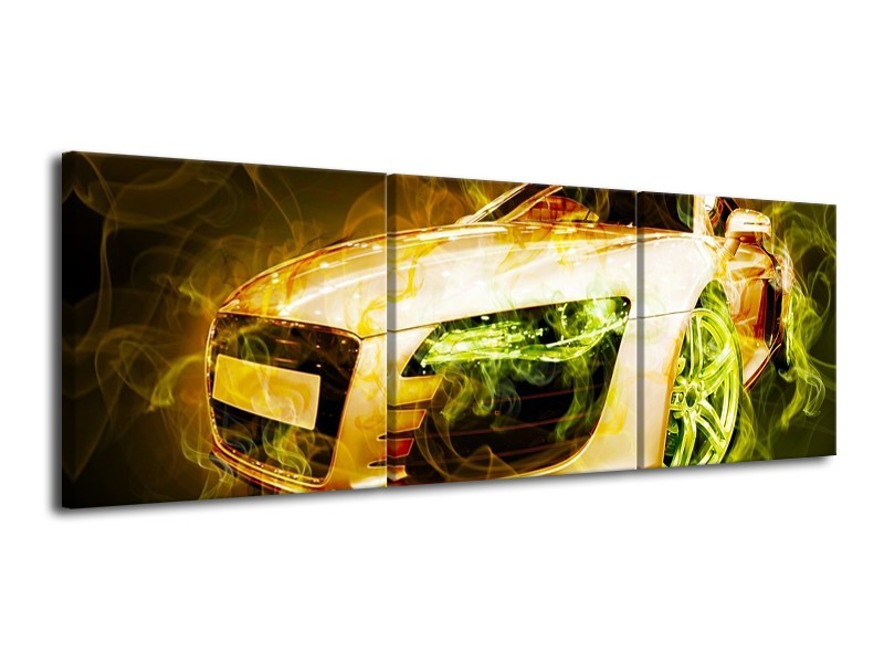 Glas schilderij Audi | Bruin, Groen | 120x40cm 3Luik