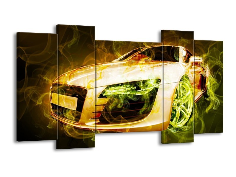Canvas schilderij Audi | Bruin, Groen | 120x65 5Luik